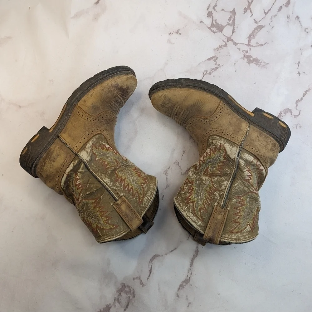 Ariat Boot Boys 3 Workhog Western Cowboy Cowgirl Kid Youth Brown Leather 1007836